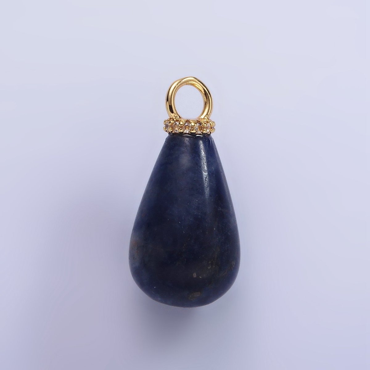 14K Gold Filled Onyx, Lapis Lazuli, Clear Quartz, Amethyst, Howlite Teardrop Micro Paved CZ Drop Pendant | AC793 - AC797 - DLUXCA