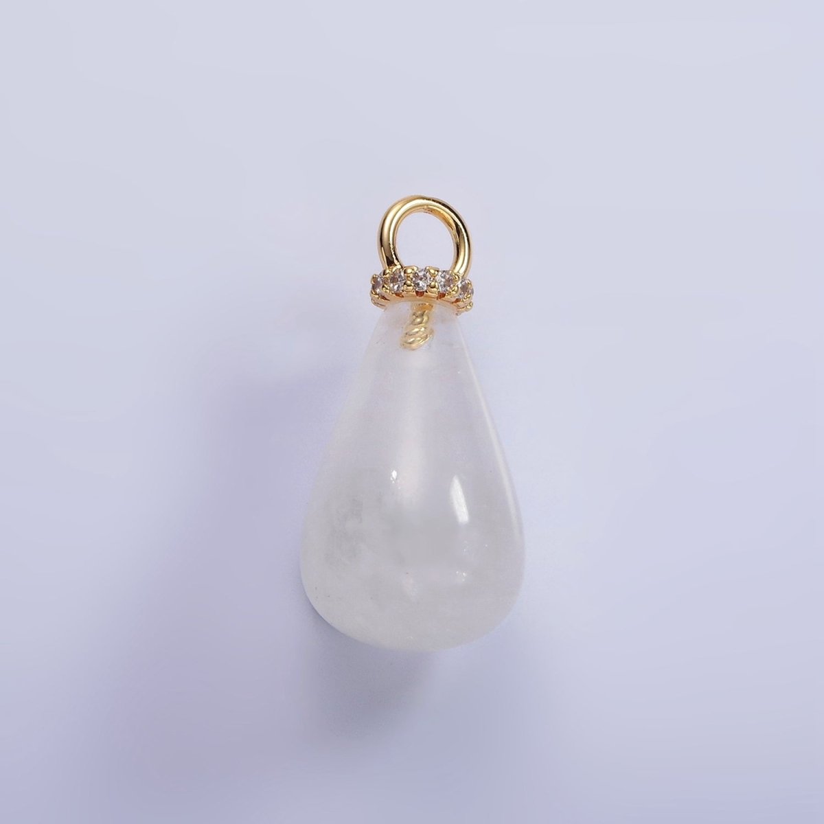 14K Gold Filled Onyx, Lapis Lazuli, Clear Quartz, Amethyst, Howlite Teardrop Micro Paved CZ Drop Pendant | AC793 - AC797 - DLUXCA