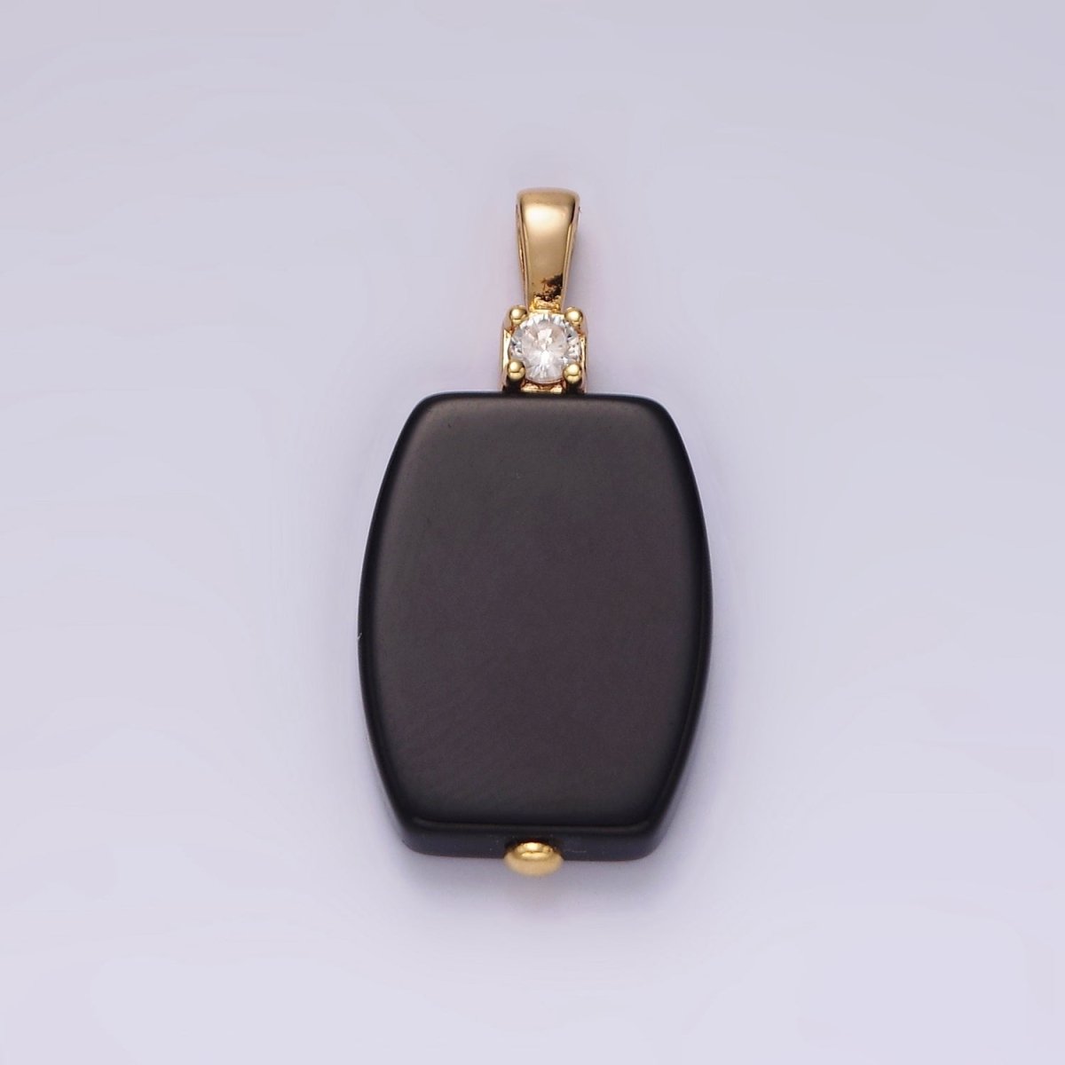 14K Gold Filled Onyx Rounded Rectangular Bar CZ Pendant | N1991 - DLUXCA