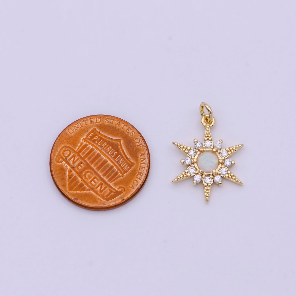 14k Gold Filled Opal Starburst Charm Micro Pave Star Charm for Bracelet Earring Necklace Charm Jewelry Making Supply C-719 - DLUXCA