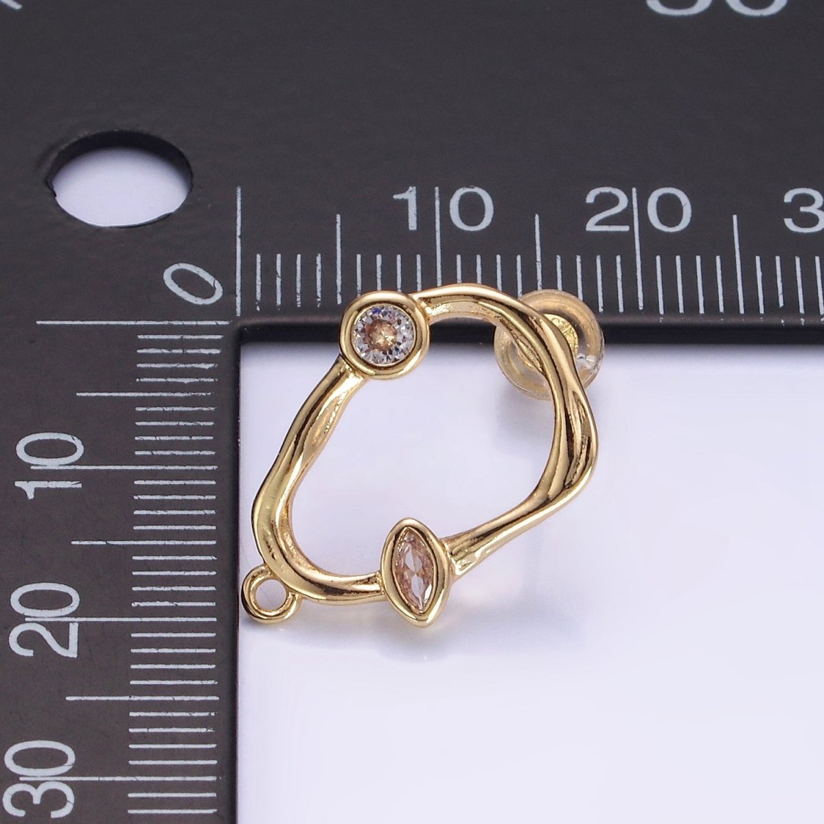 14K Gold Filled Open Abstract Molten CZ Drop Stud Earrings Findings | Z705 - DLUXCA
