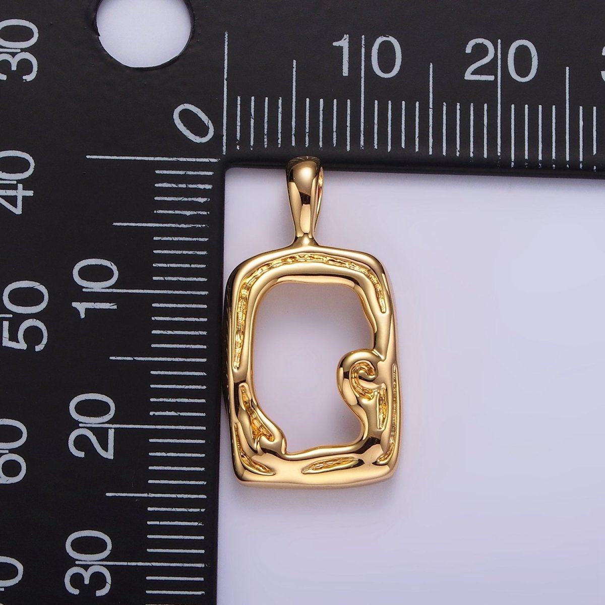 14K Gold Filled Open Abstract Molten Minimalist Rectangular Pendant | N1907 - DLUXCA