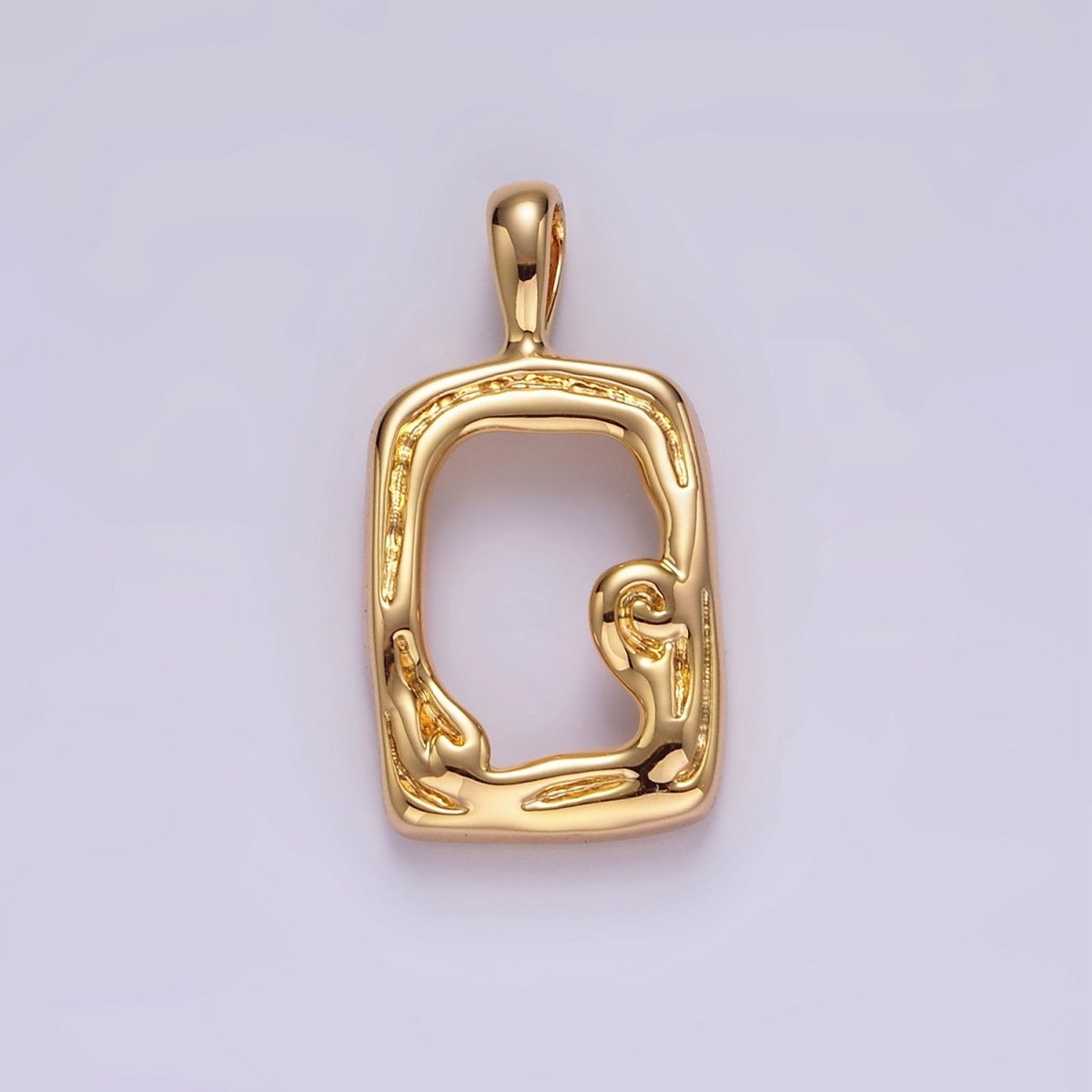 14K Gold Filled Open Abstract Molten Minimalist Rectangular Pendant | N1907 - DLUXCA