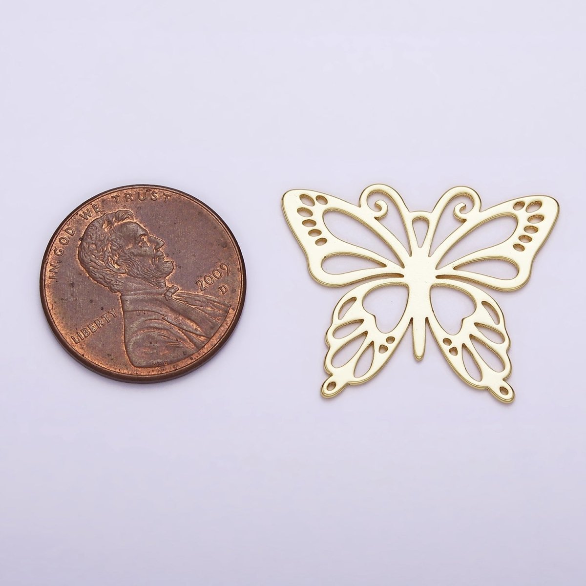 14K Gold Filled Open Antenna Butterfly Mariposa Charm | AC1454 - DLUXCA