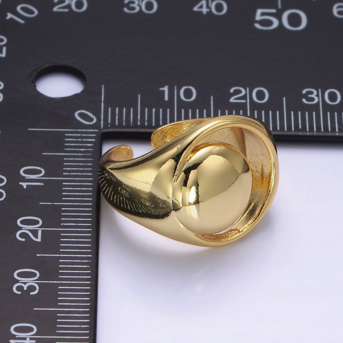 14K Gold Filled Open Celestial Crescent Moon Dome Signet Ring in Gold & Silver | O1268 O1269 - DLUXCA