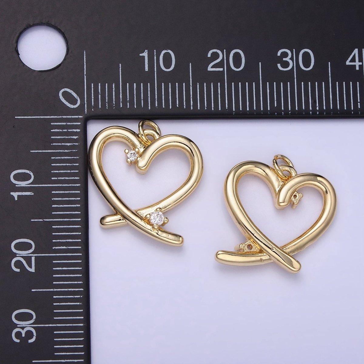 14K Gold Filled Open Heart Charm with CZ | AG-672 - DLUXCA