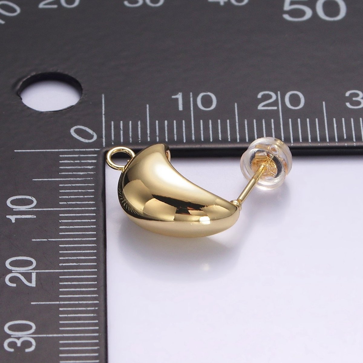 14K Gold Filled Open Loop C-Shaped Dome Hoop Earrings Findings Supply | Z616 - DLUXCA
