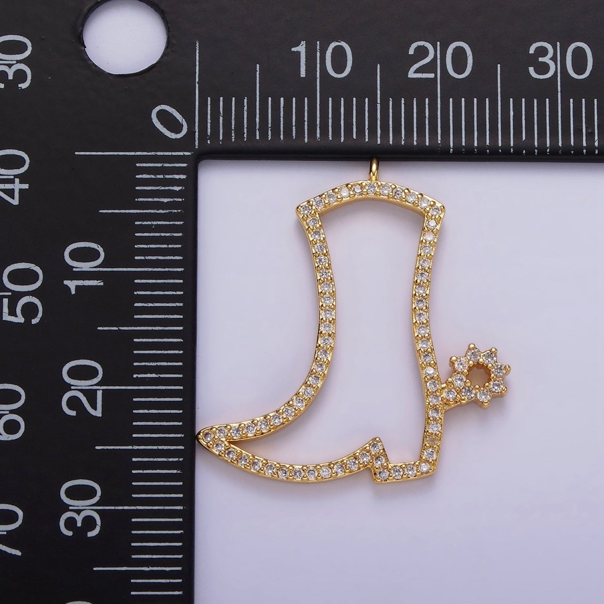 14K Gold Filled Open Micro Paved CZ Cowboy Boots Shoe Charm | AC822 - DLUXCA