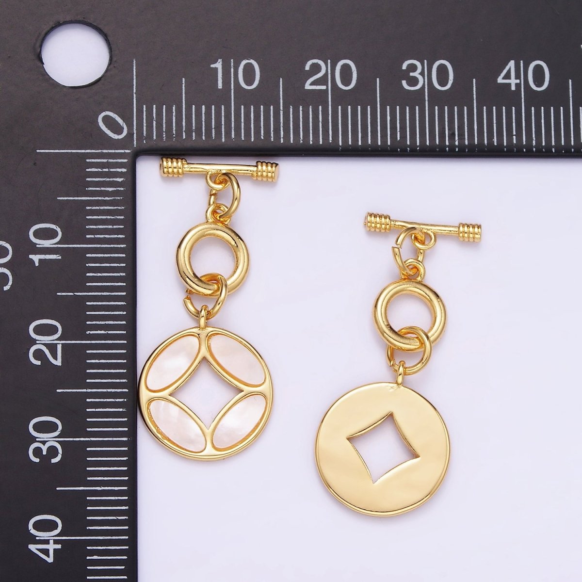 14K Gold Filled Open Pearl Quatrefoil OT Toggle Clasps Closure Jewelry Making Supply | Z-694 - DLUXCA