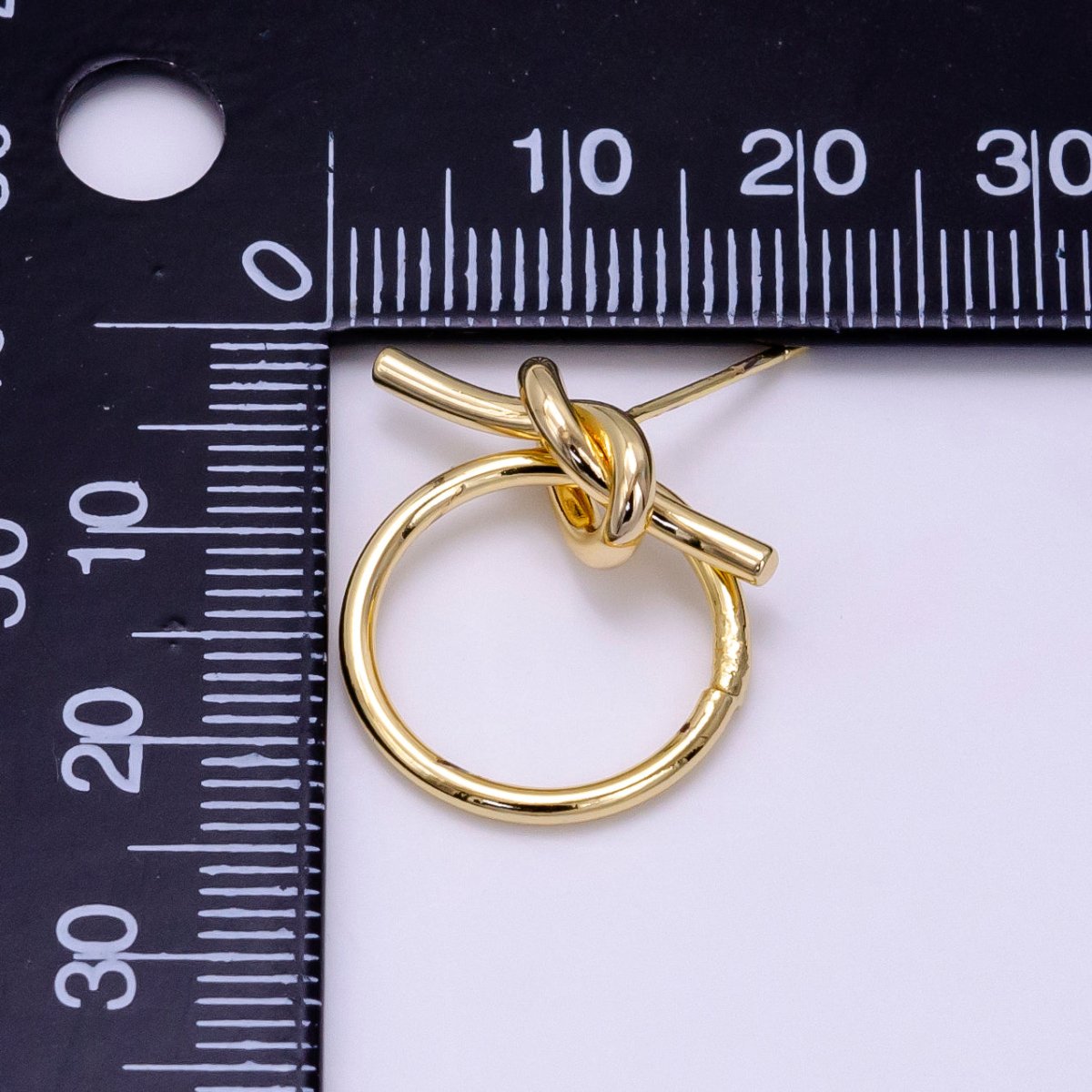 14K Gold Filled Open Round Tied Knot Drop Stud Earrings in Gold & Silver | AB1279 AB1280 - DLUXCA