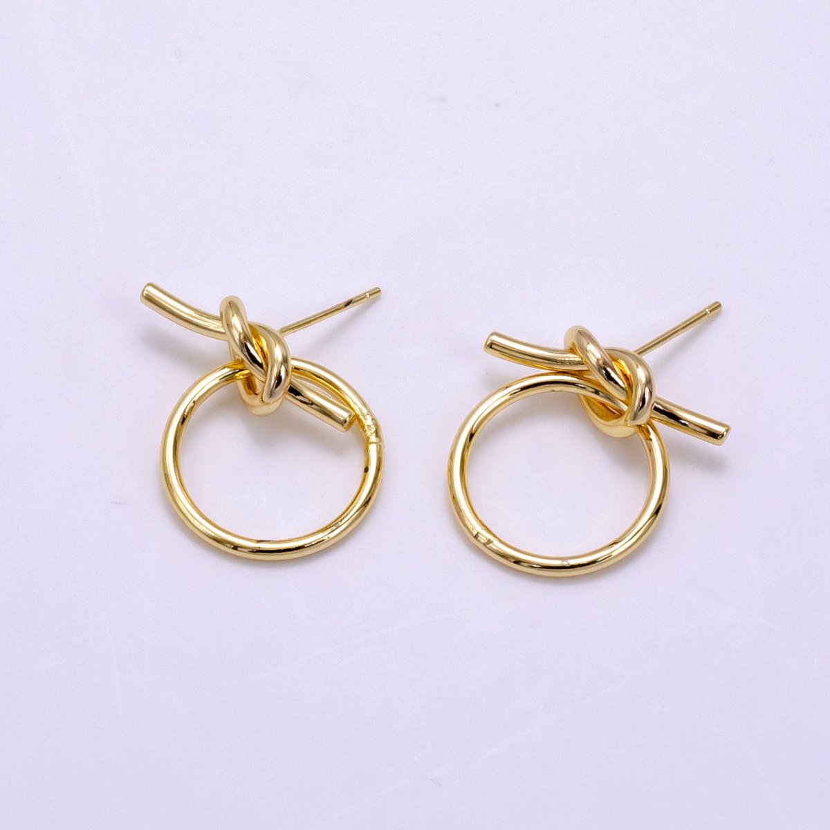 14K Gold Filled Open Round Tied Knot Drop Stud Earrings in Gold & Silver | AB1279 AB1280 - DLUXCA
