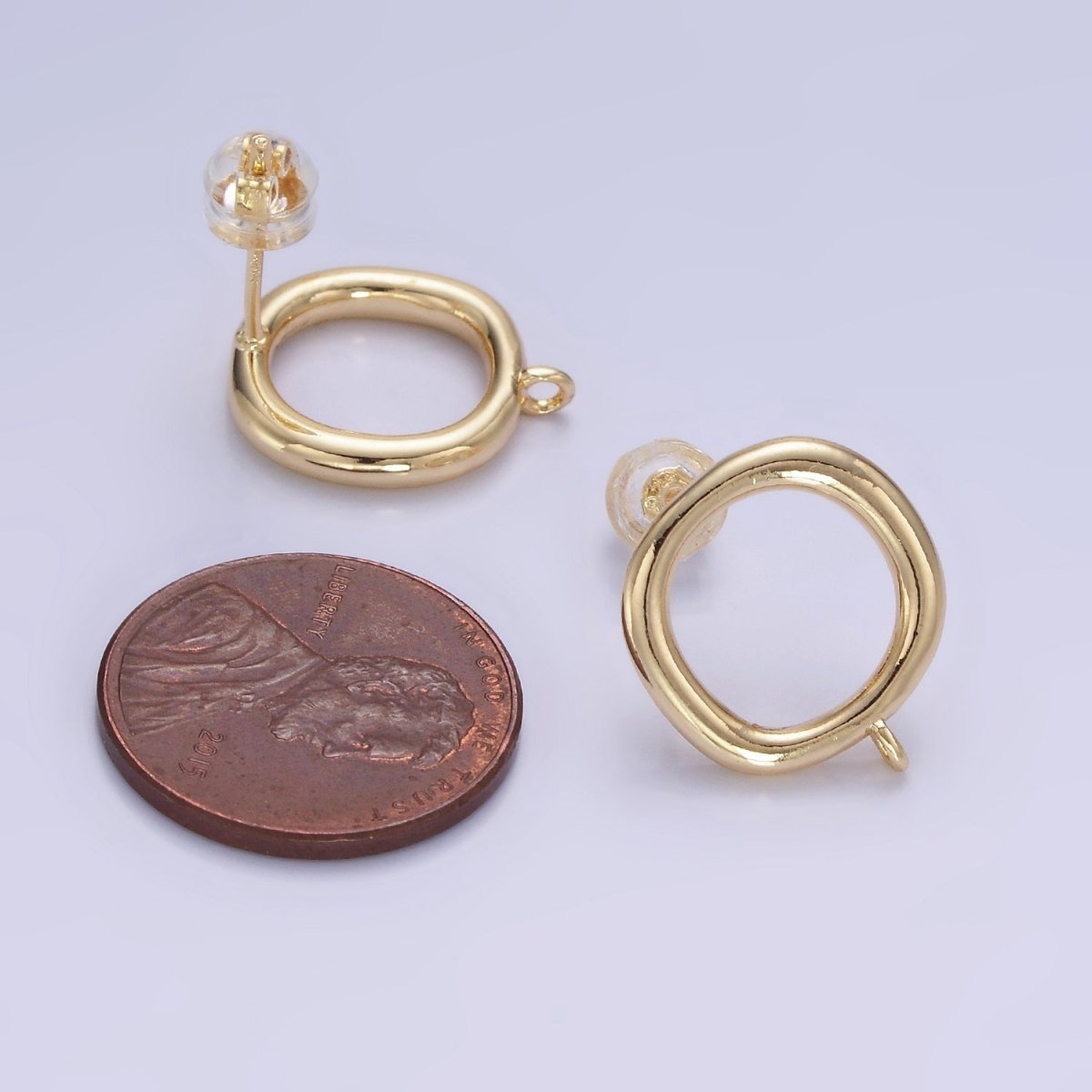 14K Gold Filled Open Square Bezel Open Loop Drop Stud Earrings Findings | Z703 - DLUXCA