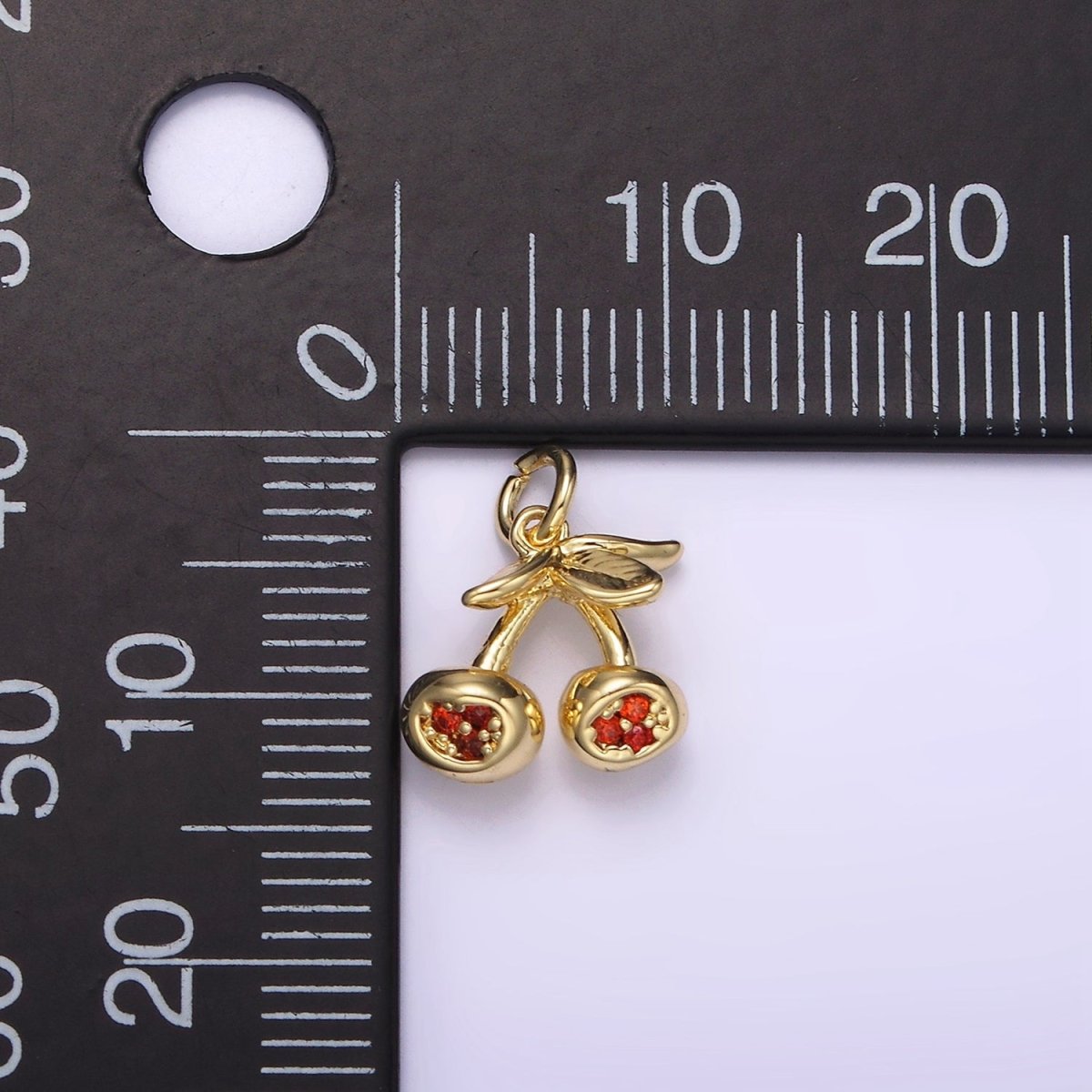 14K Gold Filled Orange CZ Cherry Fruit Mini Add-On Charm | AG231 - DLUXCA