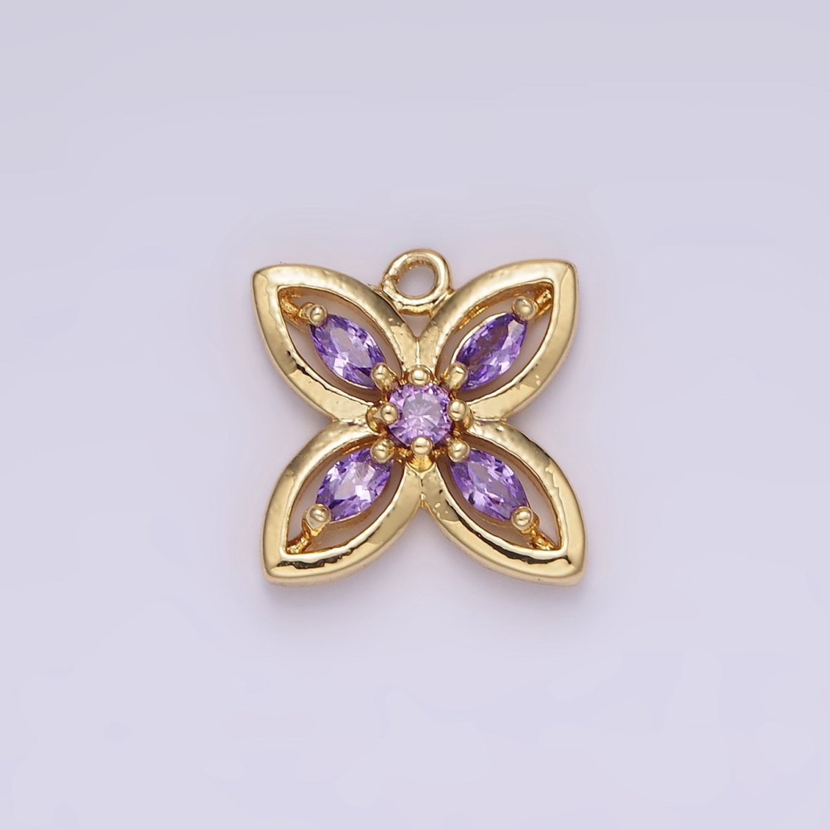 14K Gold Filled Orange, Purple, Clear Marquise CZ Flower Butterfly Charm | AG594 AG595 - DLUXCA