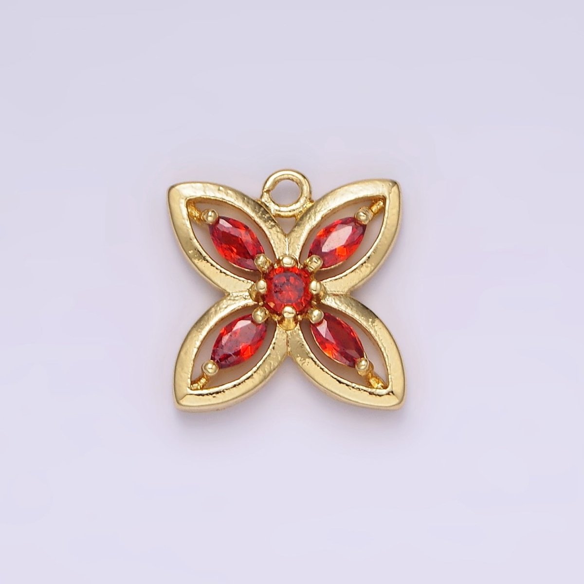 14K Gold Filled Orange, Purple, Clear Marquise CZ Flower Butterfly Charm | AG594 AG595 - DLUXCA