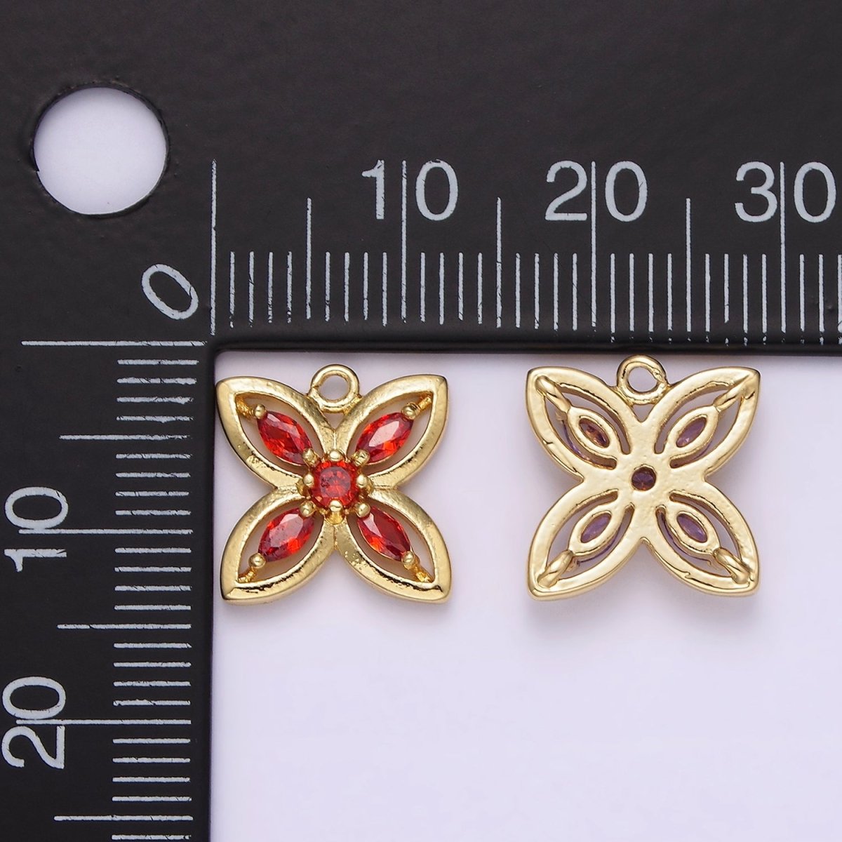 14K Gold Filled Orange, Purple, Clear Marquise CZ Flower Butterfly Charm | AG594 AG595 - DLUXCA