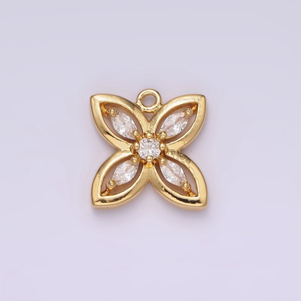 14K Gold Filled Orange, Purple, Clear Marquise CZ Flower Butterfly Charm | AG594 AG595 - DLUXCA