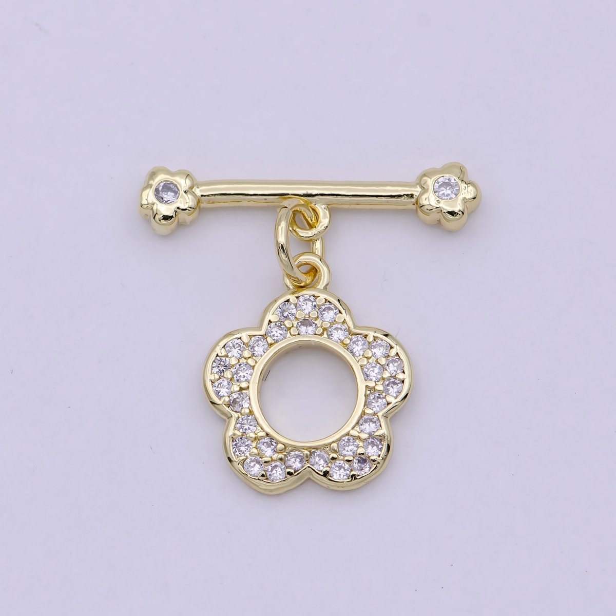 14K Gold Filled OT Toggle Clasps Daisy Flower CZ Clasps Connectors for Jewelry Handmade Making Bracelet Necklace L-623 - DLUXCA