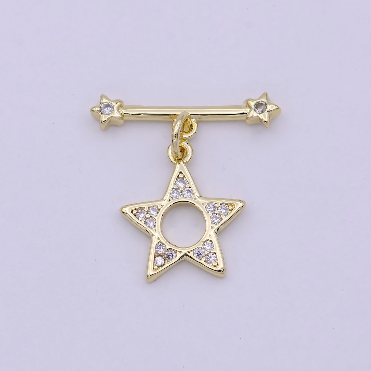 14K Gold Filled OT Toggle Clasps Star CZ Clasps Connectors for Jewelry Handmade Making Bracelet Necklace L-624 - DLUXCA