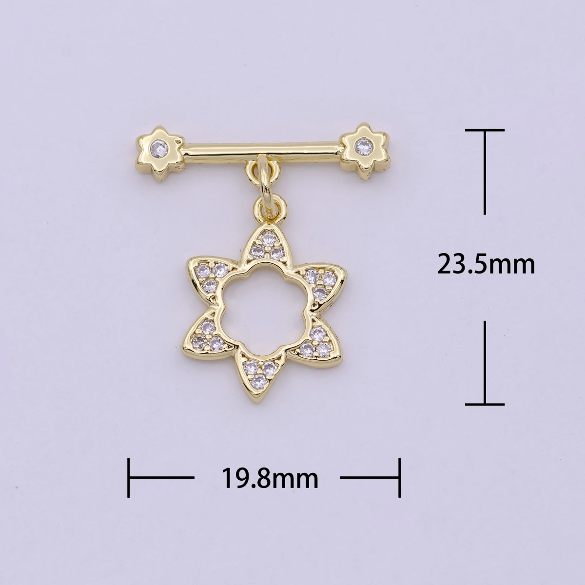 14K Gold Filled OT Toggle Clasps Star CZ Clasps Connectors for Jewelry Handmade Making Bracelet Necklace L-631 - DLUXCA