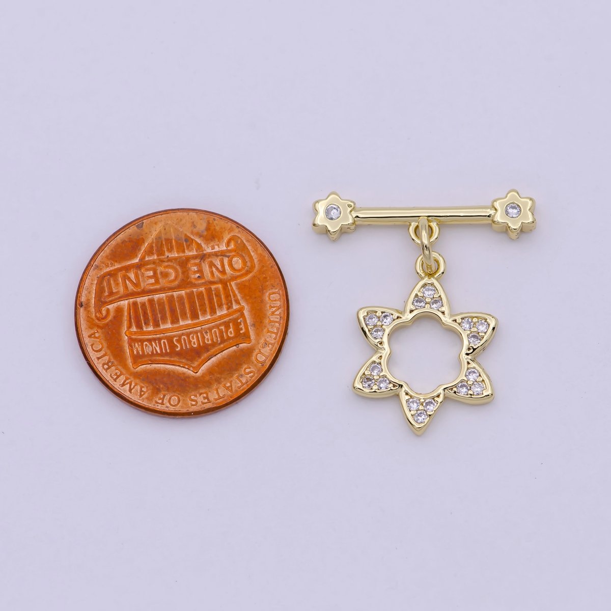 14K Gold Filled OT Toggle Clasps Star CZ Clasps Connectors for Jewelry Handmade Making Bracelet Necklace L-631 - DLUXCA