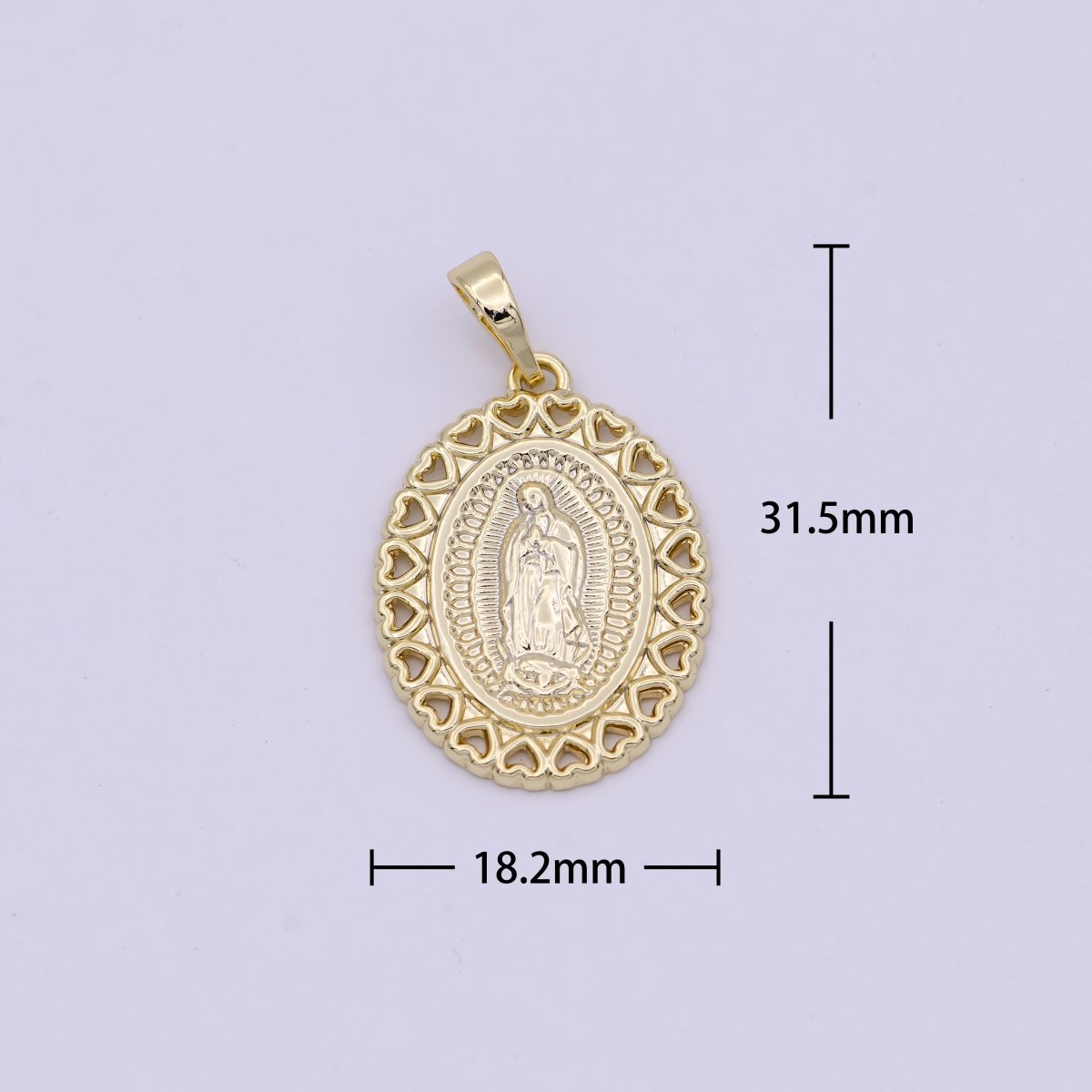 14K Gold Filled Our Lady of Guadalupe Charm Necklace Small Dainty Oval Gold Virgin Mary Pendant Necklace Women Religious Jewelry Gift H-475 - DLUXCA