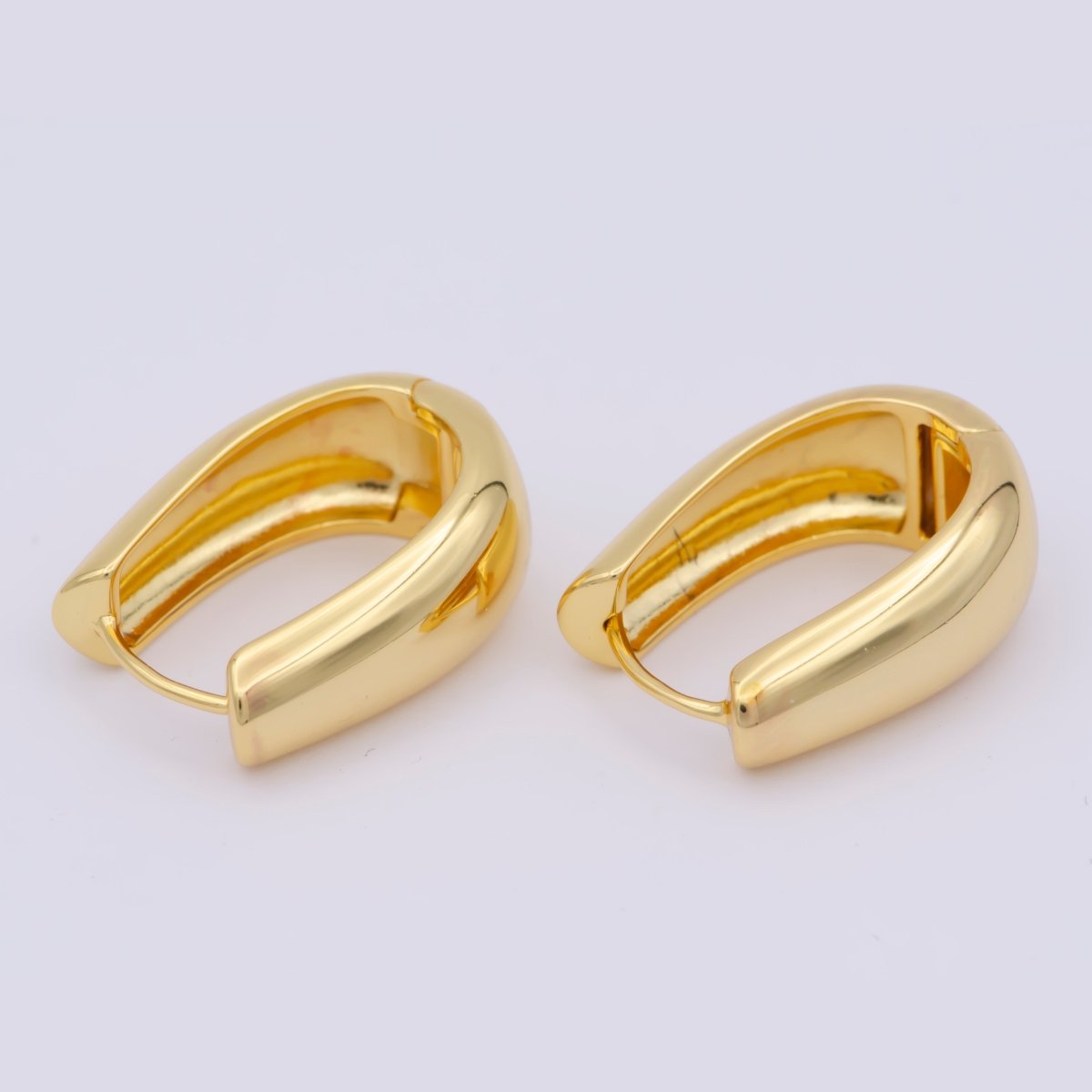 14k Gold Filled Oval Hoop Earrings | Large Thick Hoop Earring for Everyday Wear - DLUXCA