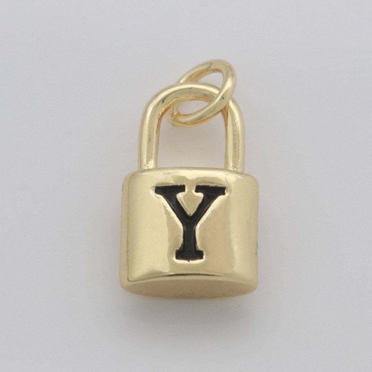 14K Gold Filled Padlock Letter Initial Lock Personalized Charm Pendant | A-822-A-834 - DLUXCA