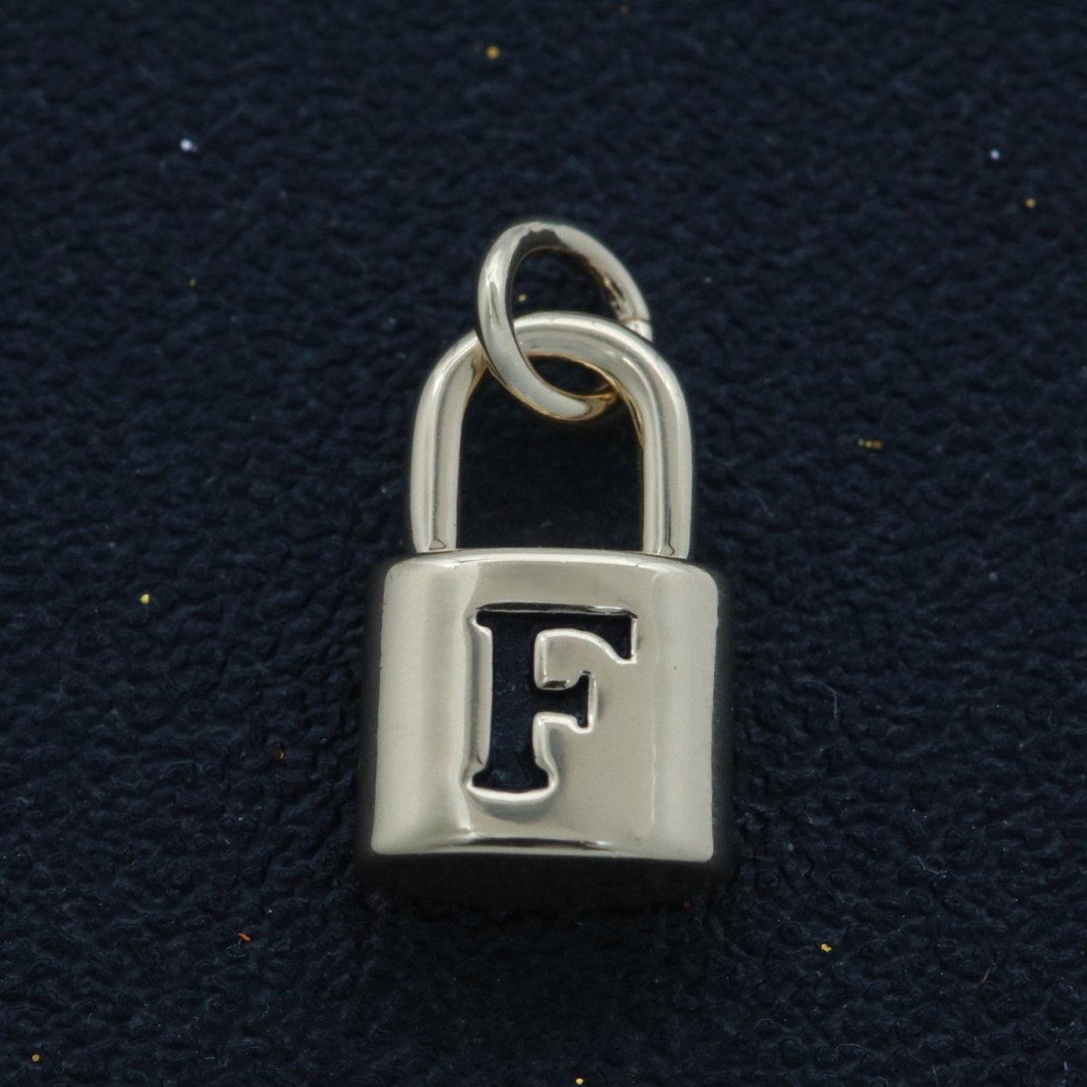 14K Gold Filled Padlock Letter Initial Lock Personalized Charm Pendant | A-822-A-834 - DLUXCA