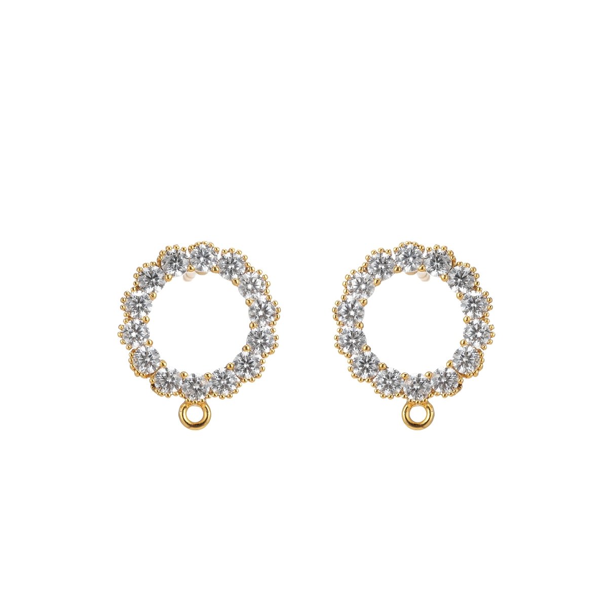 14K Gold Filled Pave CZ Stud Earring with Open Link for Earring Component supply L-324 - DLUXCA