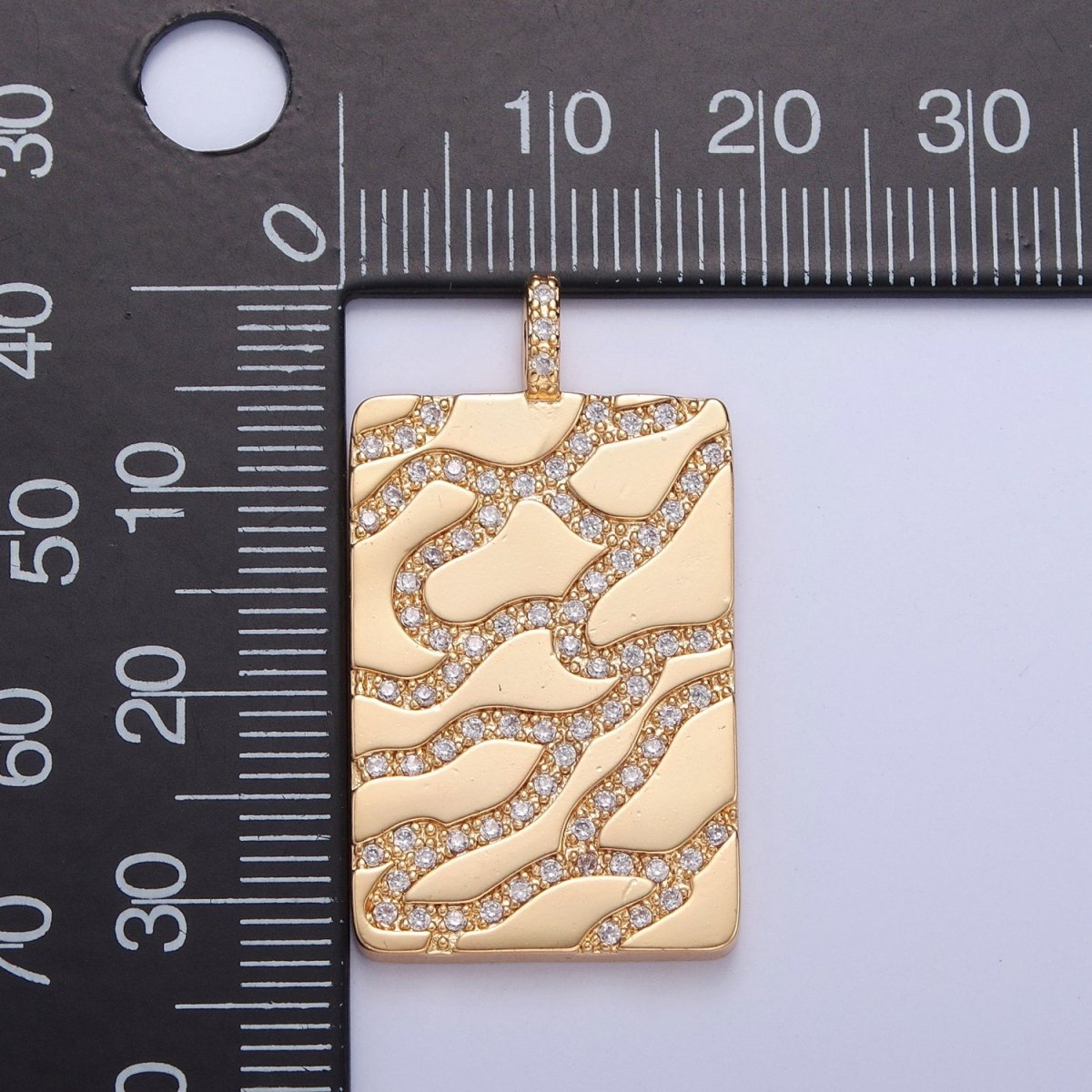 14K Gold Filled Pave Gold Artery Tile Pendant for Necklace Bracelet Supply J-644 J-645 - DLUXCA