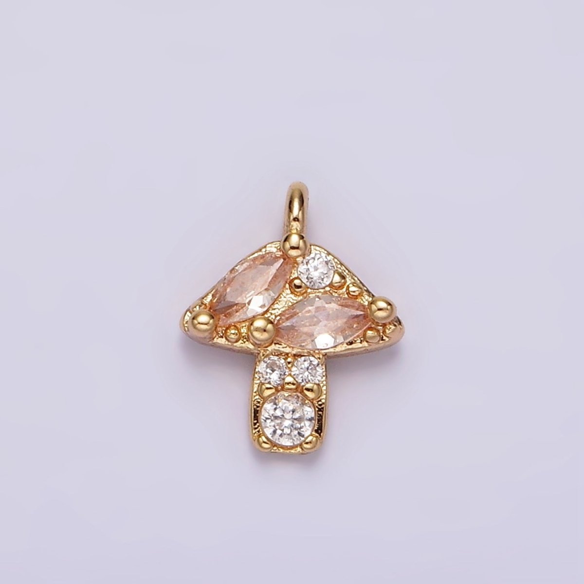 14K Gold Filled Peach Marquise CZ Mushroom Nature Mini Add-On Charm | AG499 - DLUXCA