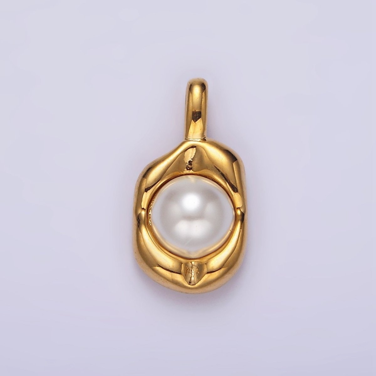 14K Gold Filled Pearl Molten Hammered Tag Pendant in Gold & Silver | AH045 AH046 - DLUXCA