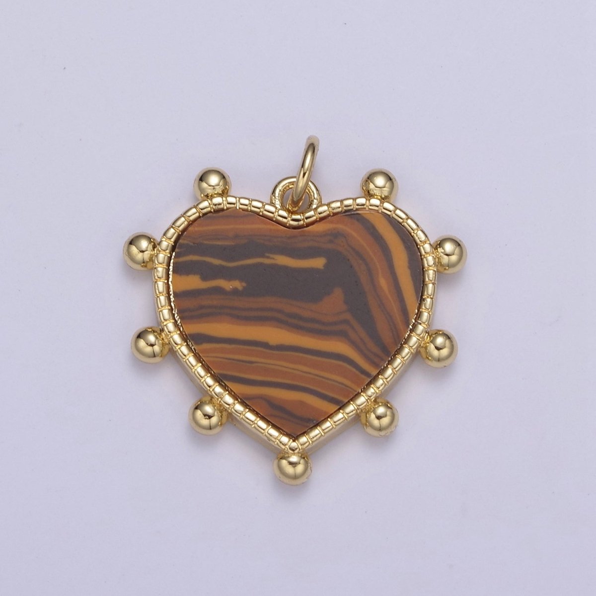 14K Gold Filled Pearl, Tiger Eye, Turquoise Abalone Shell Charm Pendant Beaded Heart Love Charm for Necklace Bracelet Jewelry Making N-642 - N-646 - DLUXCA