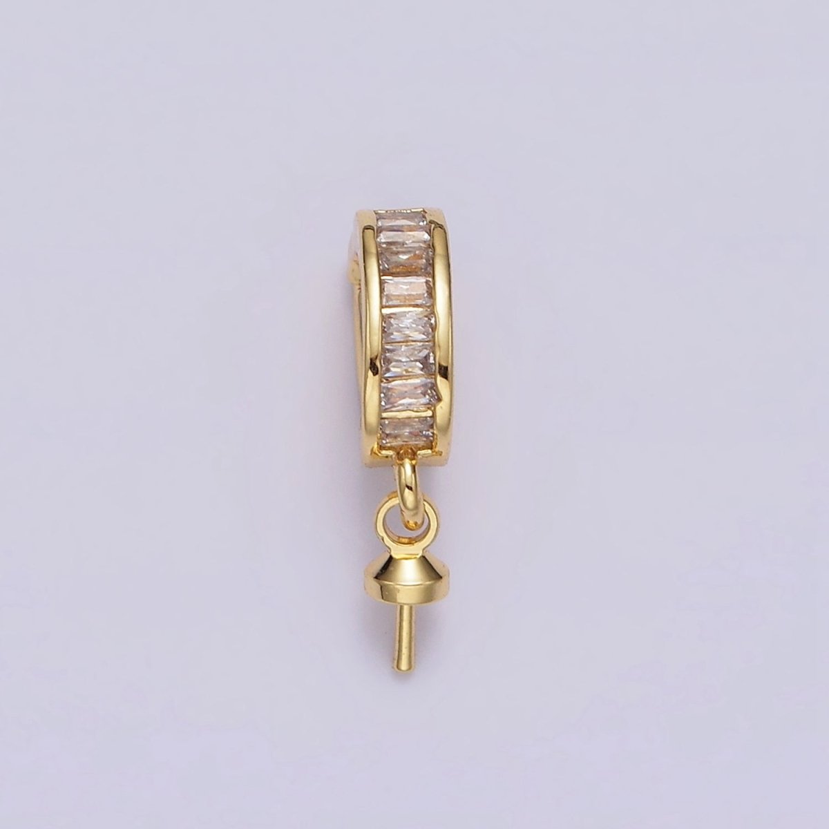 14k Gold Filled Peg Bail Caps Hold for Half Drilled Pearls and Beads CZ Bail Charm Jewelry Findings Supplies Z-470 - DLUXCA