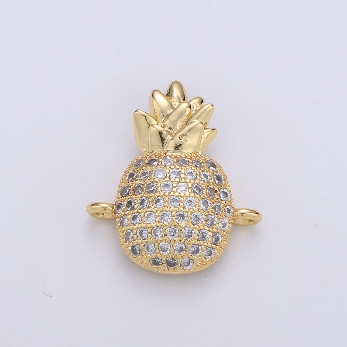 14k Gold Filled Pineapple Charm Gold Bracelet Connector Craft Cubic Zirconia Bracelet Charm Bead Findings Connector for Jewelry Making F-424 - DLUXCA