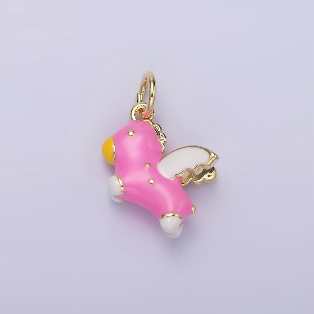 14K Gold Filled Pink, Blue Pegasus Enamel Puffed Add-On Charm in Gold & Silver | N1531 - N1534 - DLUXCA