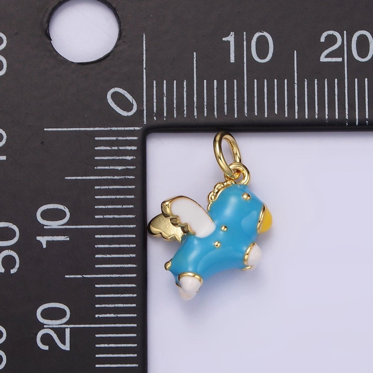 14K Gold Filled Pink, Blue Pegasus Enamel Puffed Add-On Charm in Gold & Silver | N1531 - N1534 - DLUXCA