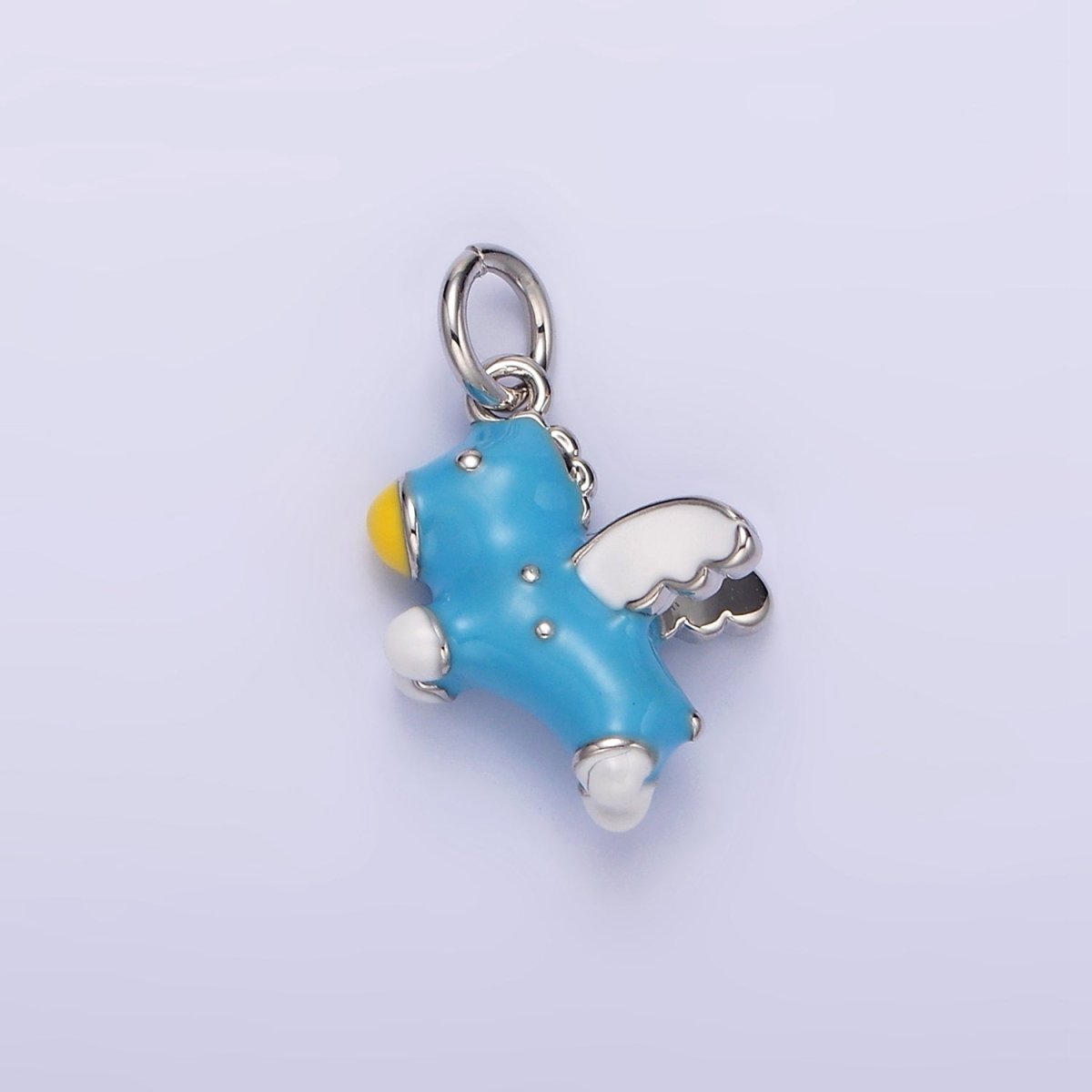 14K Gold Filled Pink, Blue Pegasus Enamel Puffed Add-On Charm in Gold & Silver | N1531 - N1534 - DLUXCA