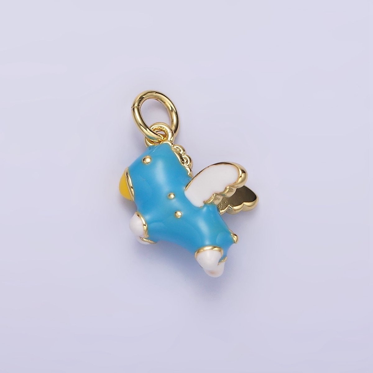 14K Gold Filled Pink, Blue Pegasus Enamel Puffed Add-On Charm in Gold & Silver | N1531 - N1534 - DLUXCA