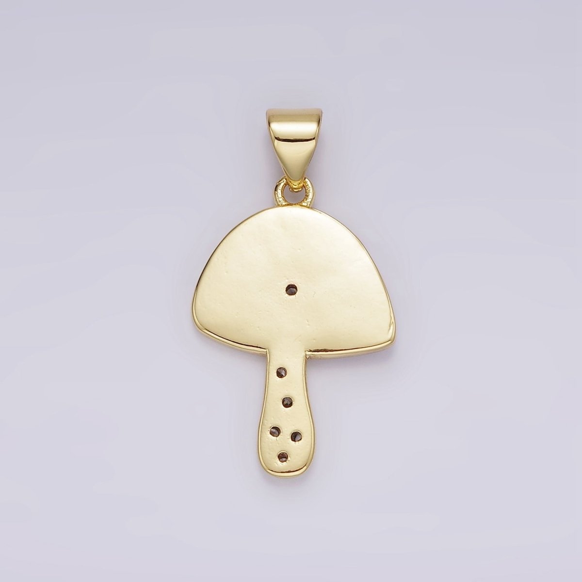 14K Gold Filled Pink Enamel CZ Sparkle Mushroom Pendant | AH076 - DLUXCA