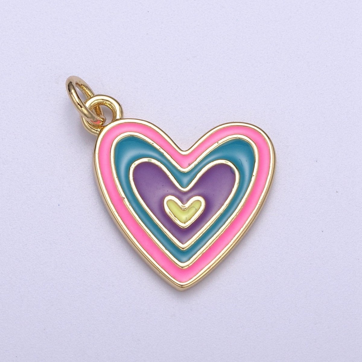 14k Gold Filled Pink Enamel Layer Heart Charm Add on Pendant Colorful Love Jewelry for Valentine Day N-304 N-305 - DLUXCA