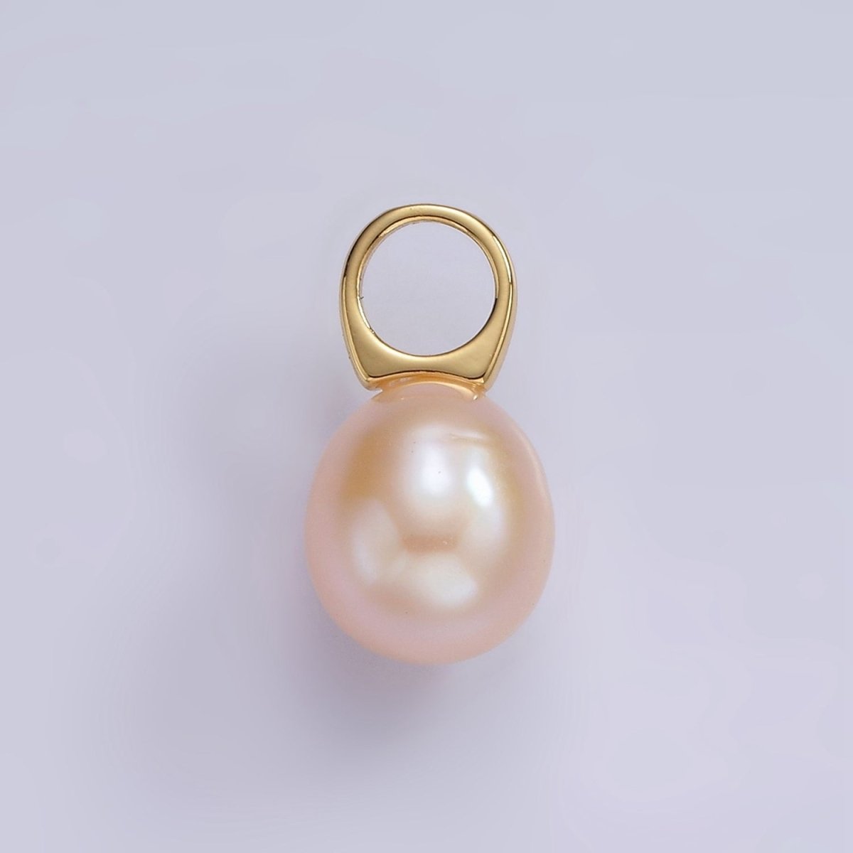 14K Gold Filled Pink Freshwater Pearl Button Drop Pendant | P1663 - DLUXCA