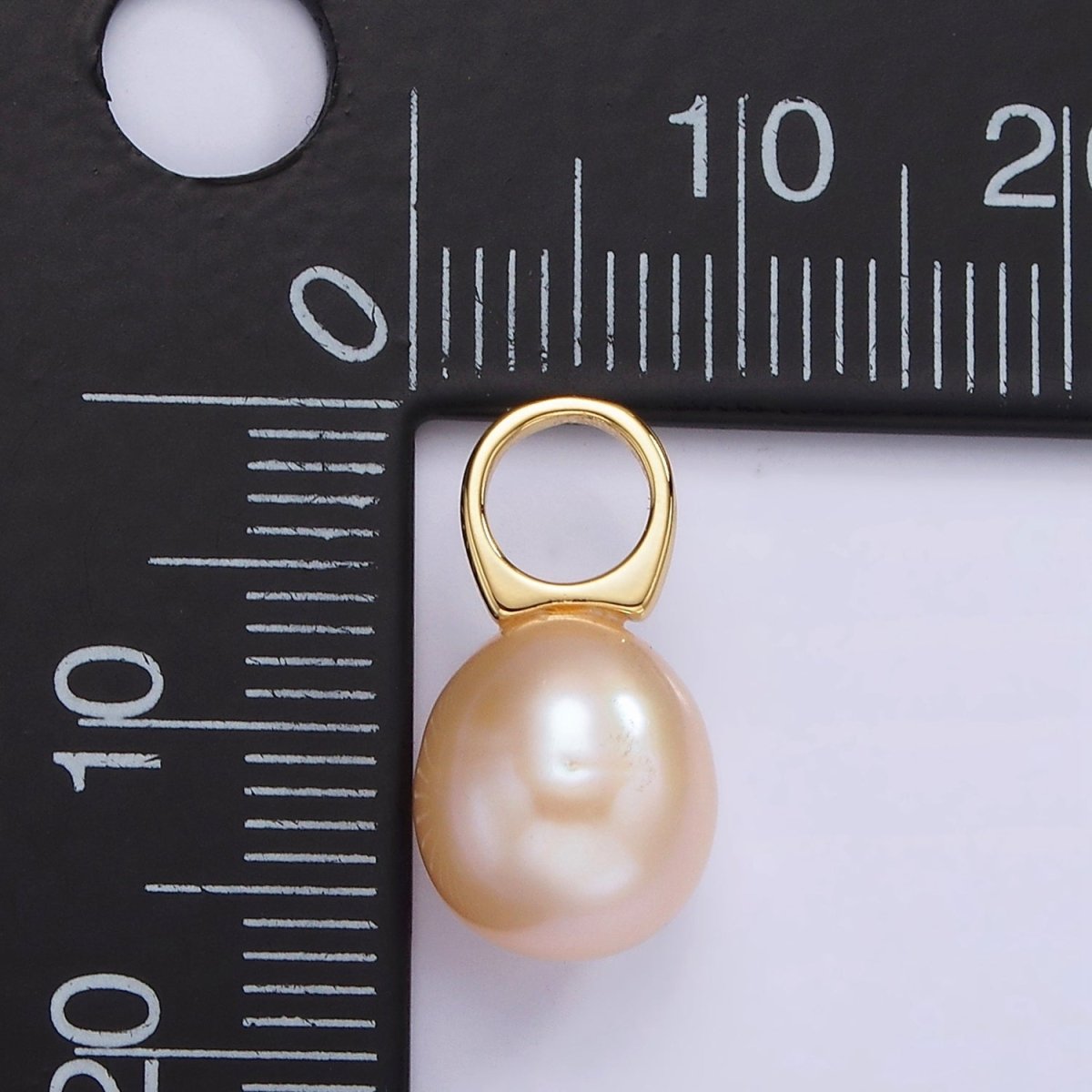 14K Gold Filled Pink Freshwater Pearl Button Drop Pendant | P1663 - DLUXCA