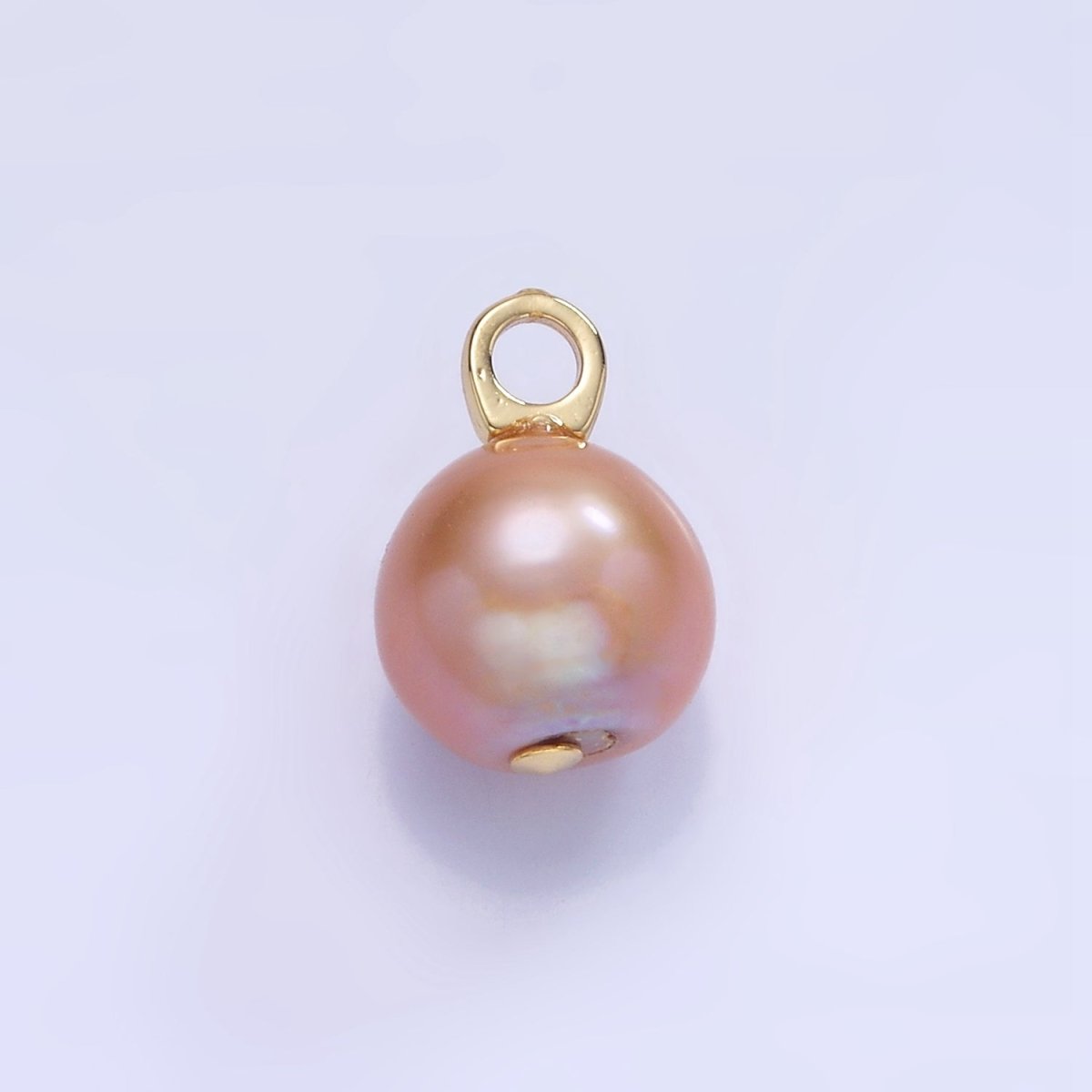 14K Gold Filled Pink Freshwater Pearl Button Drop Pendant | P1723 - DLUXCA