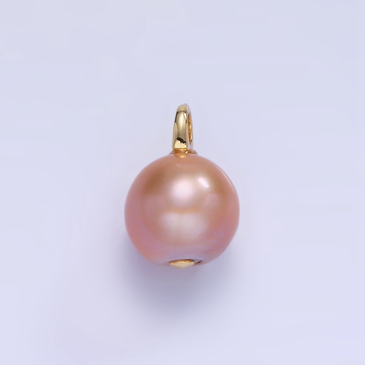 14K Gold Filled Pink Freshwater Pearl Button Drop Pendant | P1723 - DLUXCA