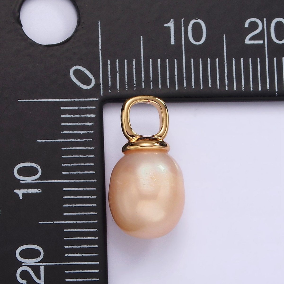 14K Gold Filled Pink Freshwater Pearl Drop Square Pendant in Gold & Silver | P1659 - DLUXCA