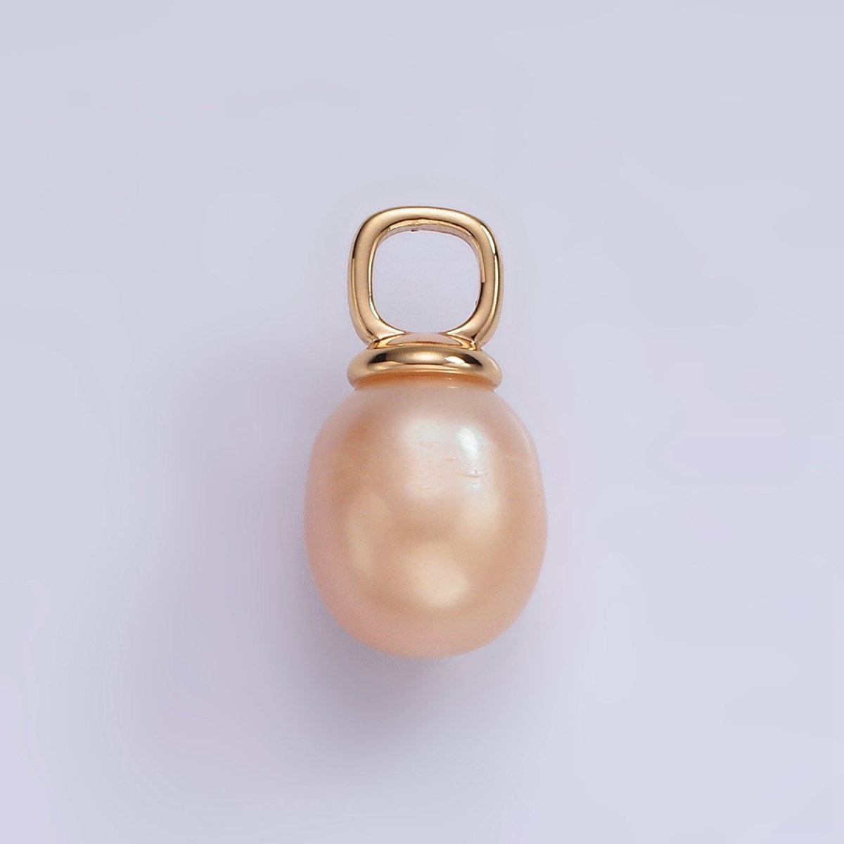 14K Gold Filled Pink Freshwater Pearl Drop Square Pendant in Gold & Silver | P1659 - DLUXCA