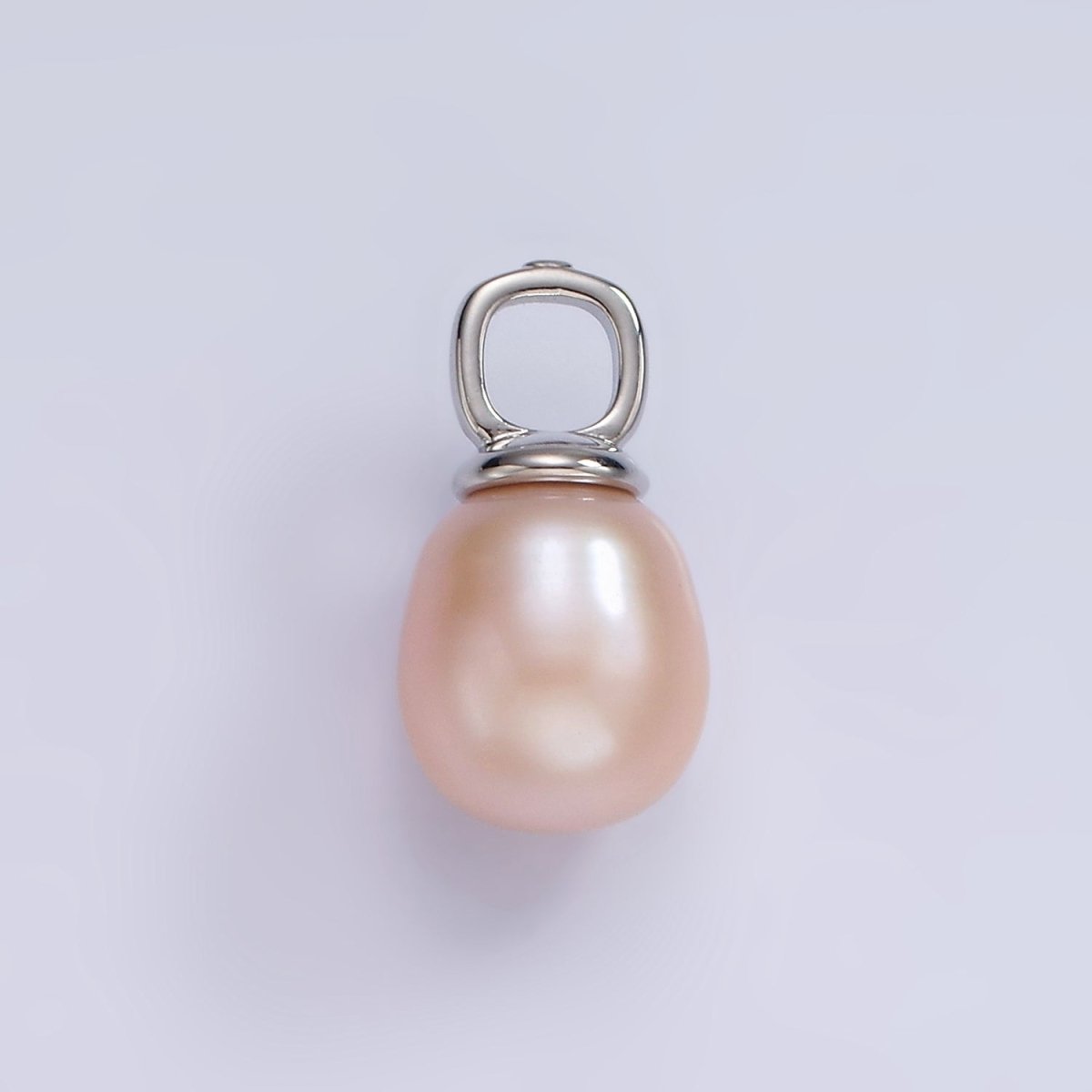 14K Gold Filled Pink Freshwater Pearl Drop Square Pendant in Gold & Silver | P1659 - DLUXCA