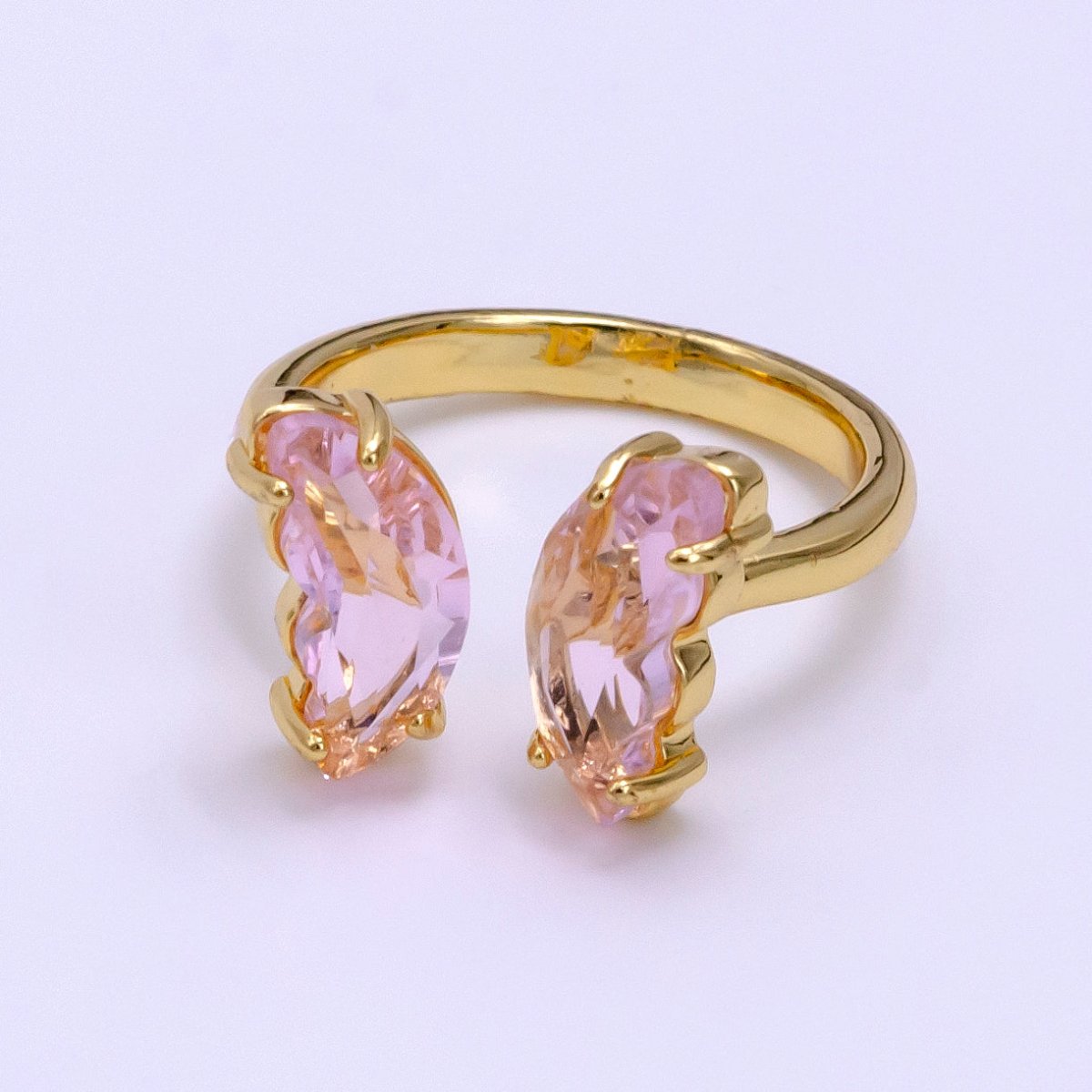 14K Gold Filled Pink, Iridescent AB CZ Butterfly Wrap Ring | O1281 O1901 - DLUXCA